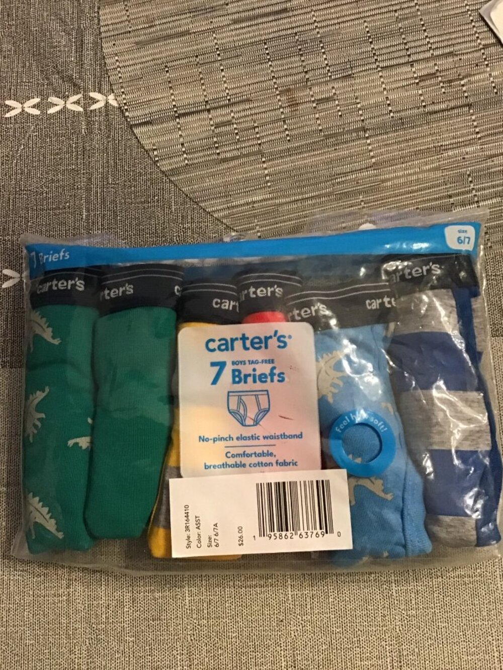 New Carter's Boy's Brief Underwear Size 6/7--6 Pairs